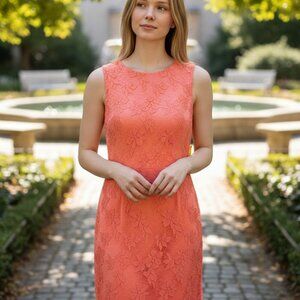 Alice + Olivia Lace Mini Dress Sleeveless Floral Orange Women's 0